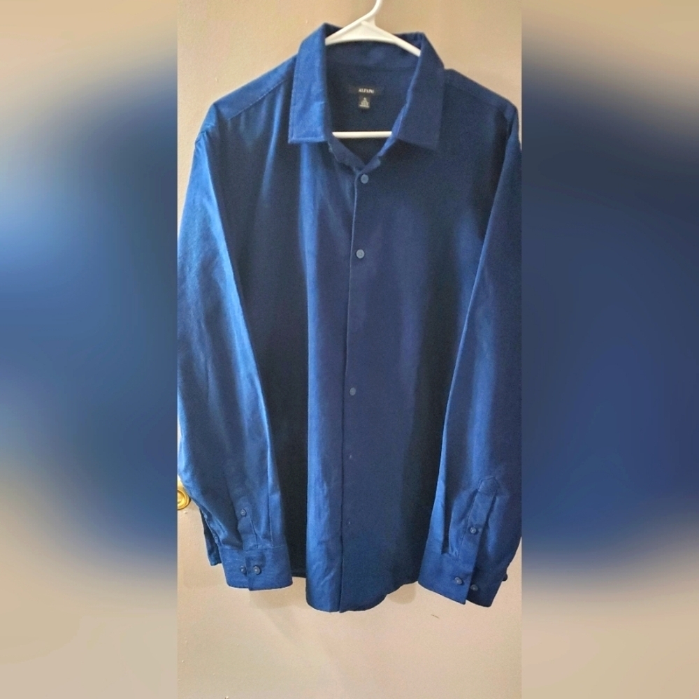 Alfani Men's Deep Blue Casual Button-Down Shirt. NWT Sz XL